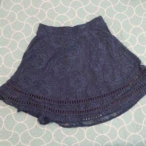 Blue lace A-line skirt